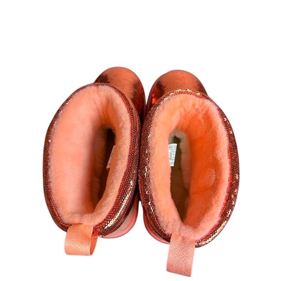 UGG Women's Classic Mini Mirror Ball Boots Pink Sequin Ankle Booties Size 8 - Picture 9 of 10